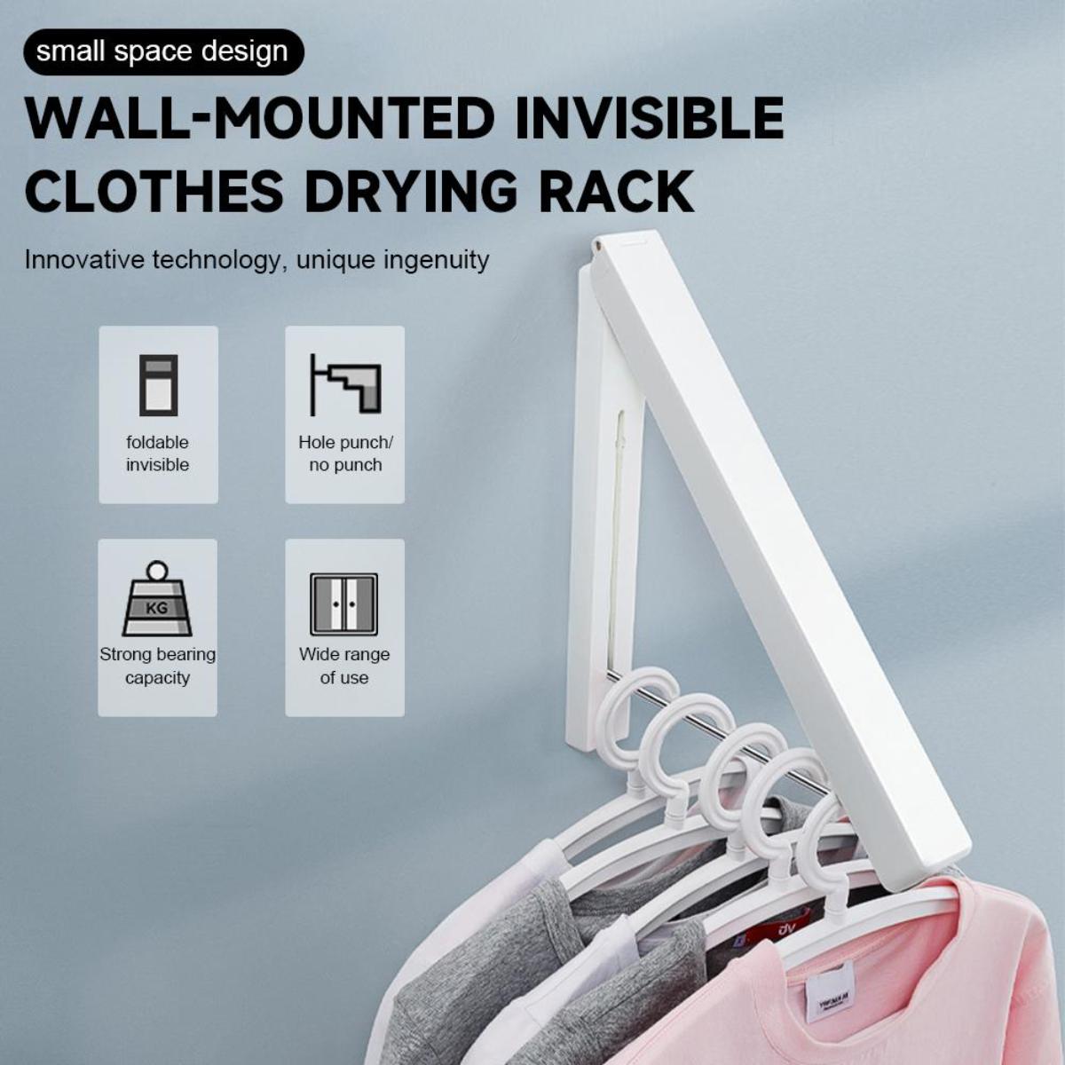 Folding Clothes Rack Compact Drying Rack Stainless Steel Wall Mounted ...