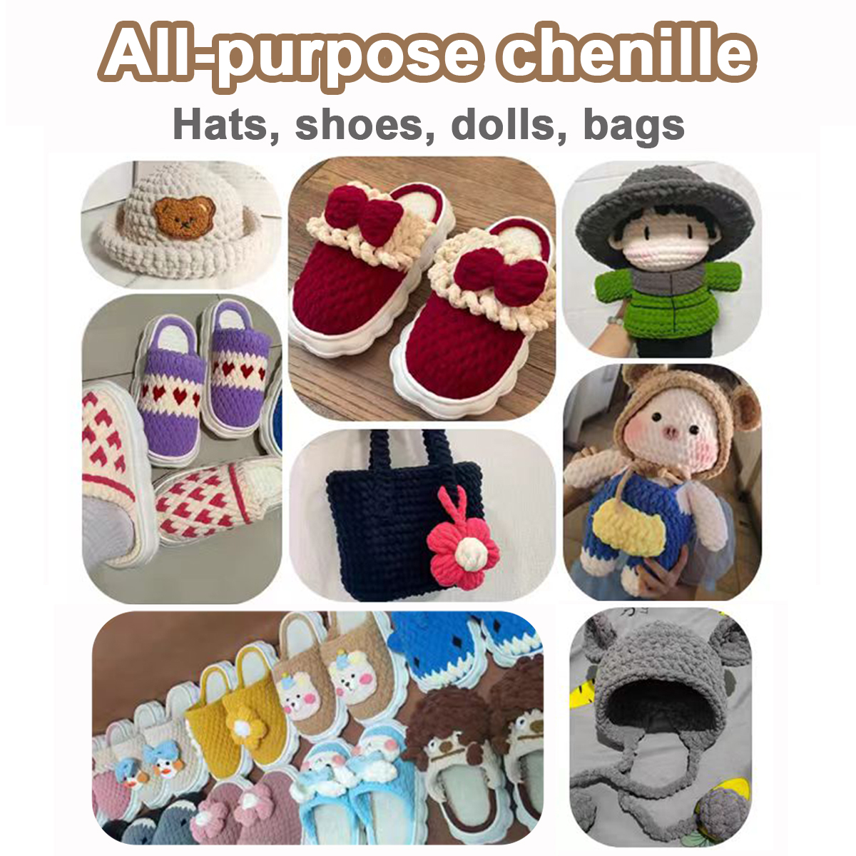 Thick Chunky Chenille Yarn Durable Soft Chunky Chenille Yarn for ...