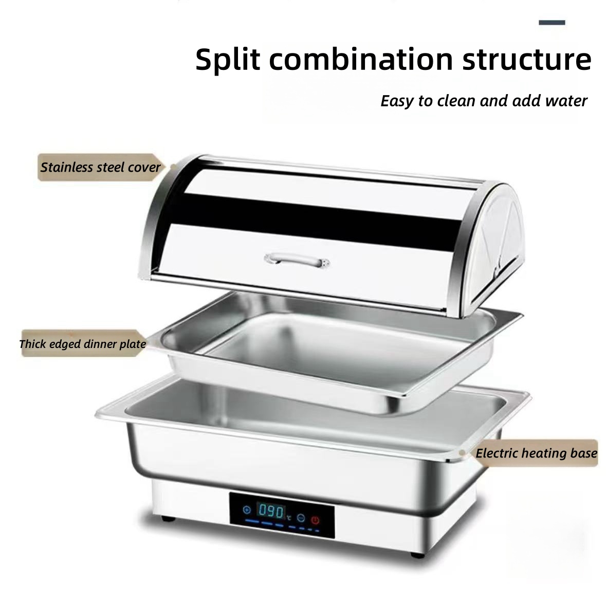 Food Warmer with Lid 9L /13L Large Capacity Chafing Dish Heater,1/2/3 ...