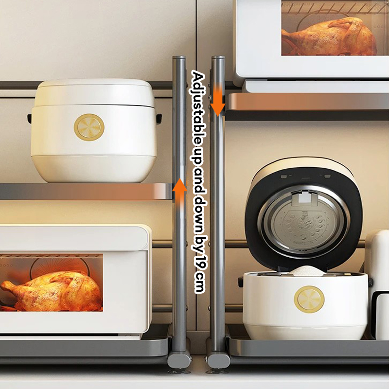 Pull-out Kitchen Microwave Rack Adjustable Rice Cooker Organizer 2 ...