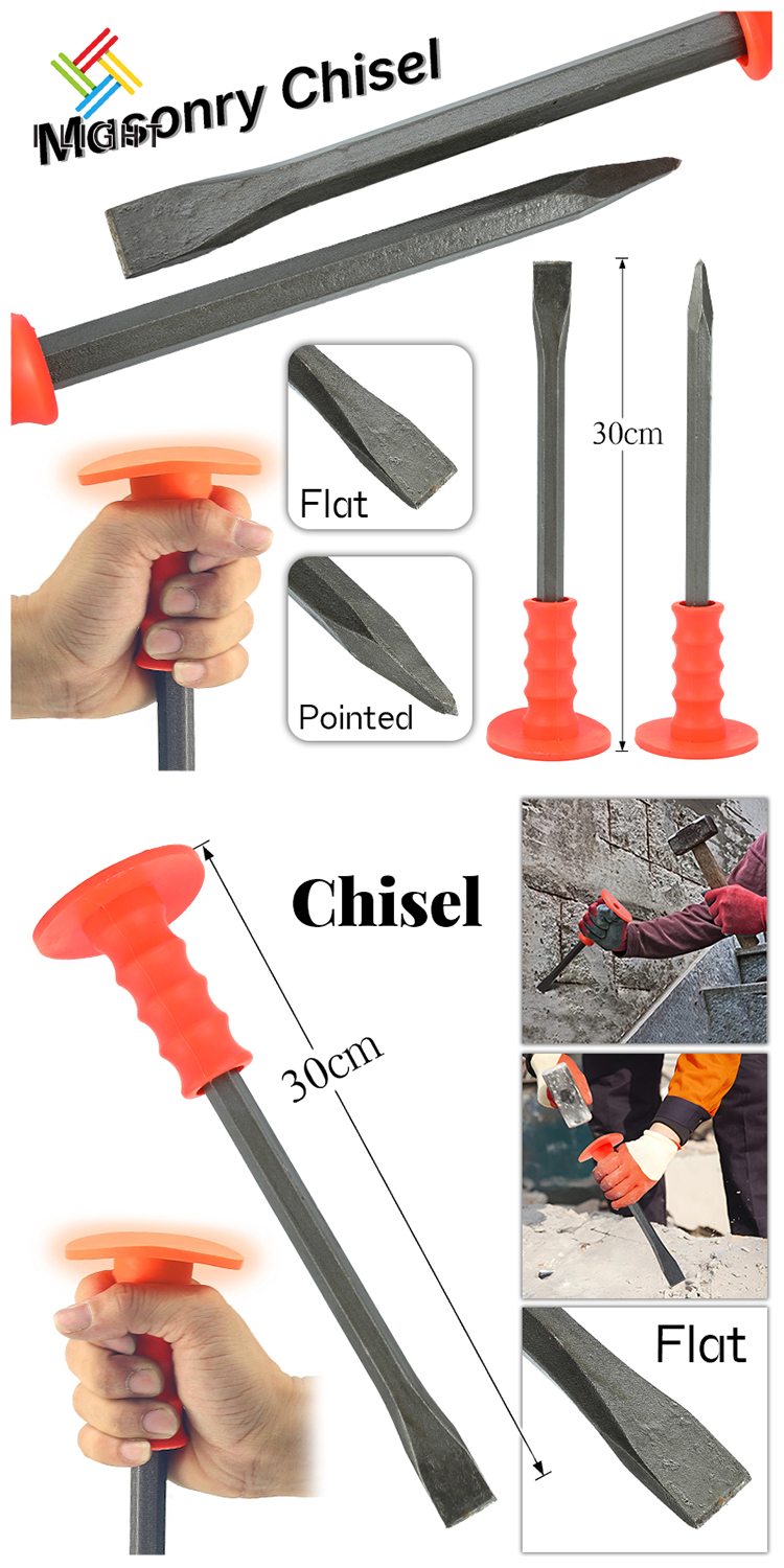 （Fast Delivery）Masonry Chisel Pointed/Flat Stone Tip Chisel Cement ...