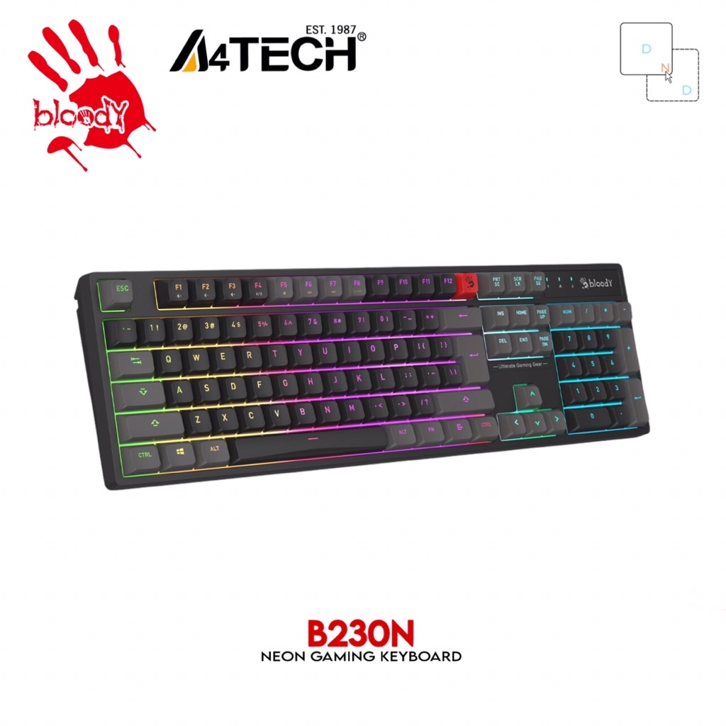 A4TECH BLOODY B230N Neon Gaming Membrane Keyboard 1ms Key Response ...