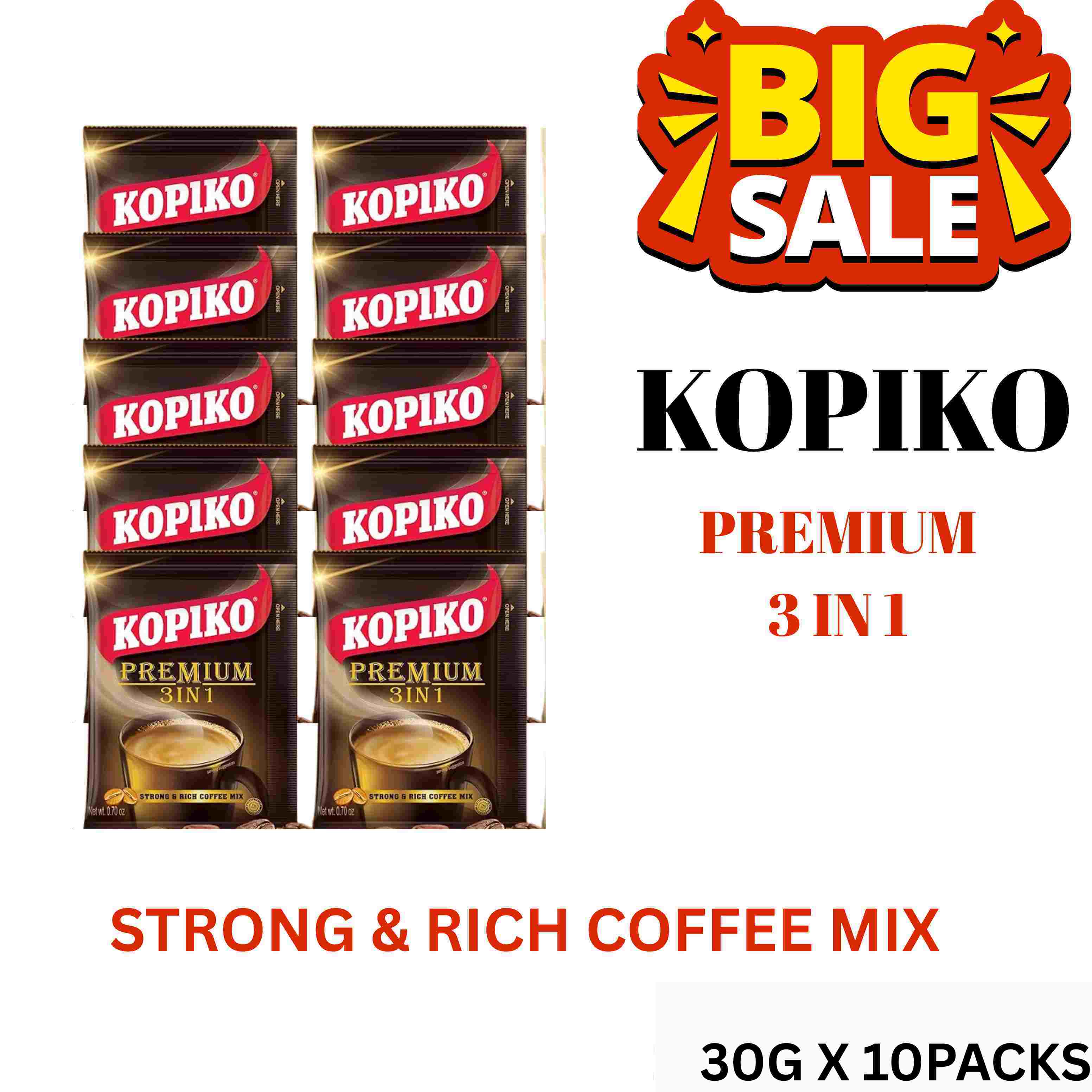 KOPIKO 3 IN 1 STRONG & RICH COFFEE MIX SINGLE PACK | Shopee Philippines