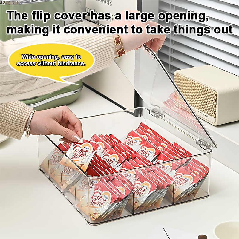 8 Grids Transparent Compartment Storage Box Tea Bag Container Coffee ...