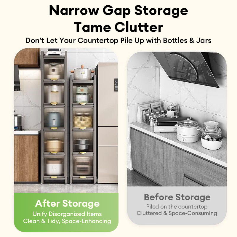 Gap Storage Cabinet Slim Drawer Organizer For Kitchen Carbon Steel ...