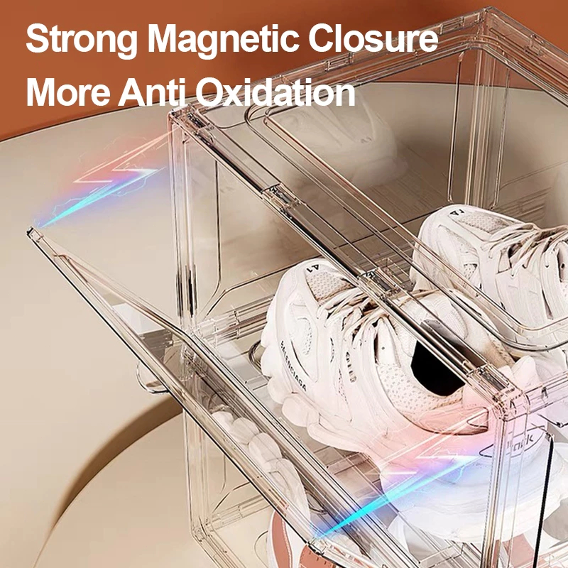 Acrylic Shoe Box Stackable Magnetic Shoe Rack Transparent Storage ...