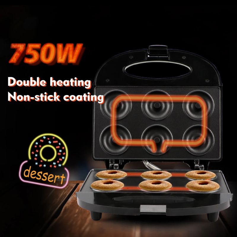 6 Holes Donut Maker Mini Donut Machine Sandwich Maker Breakfast Maker ...