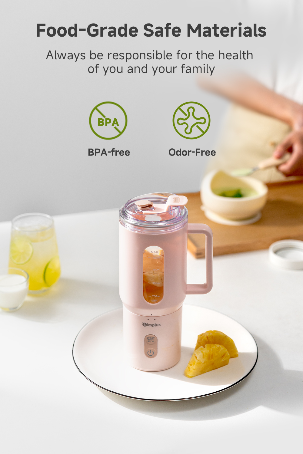 Simplus Portable Blender Wireless Juicer Cup Fashionable To-Go Travel ...