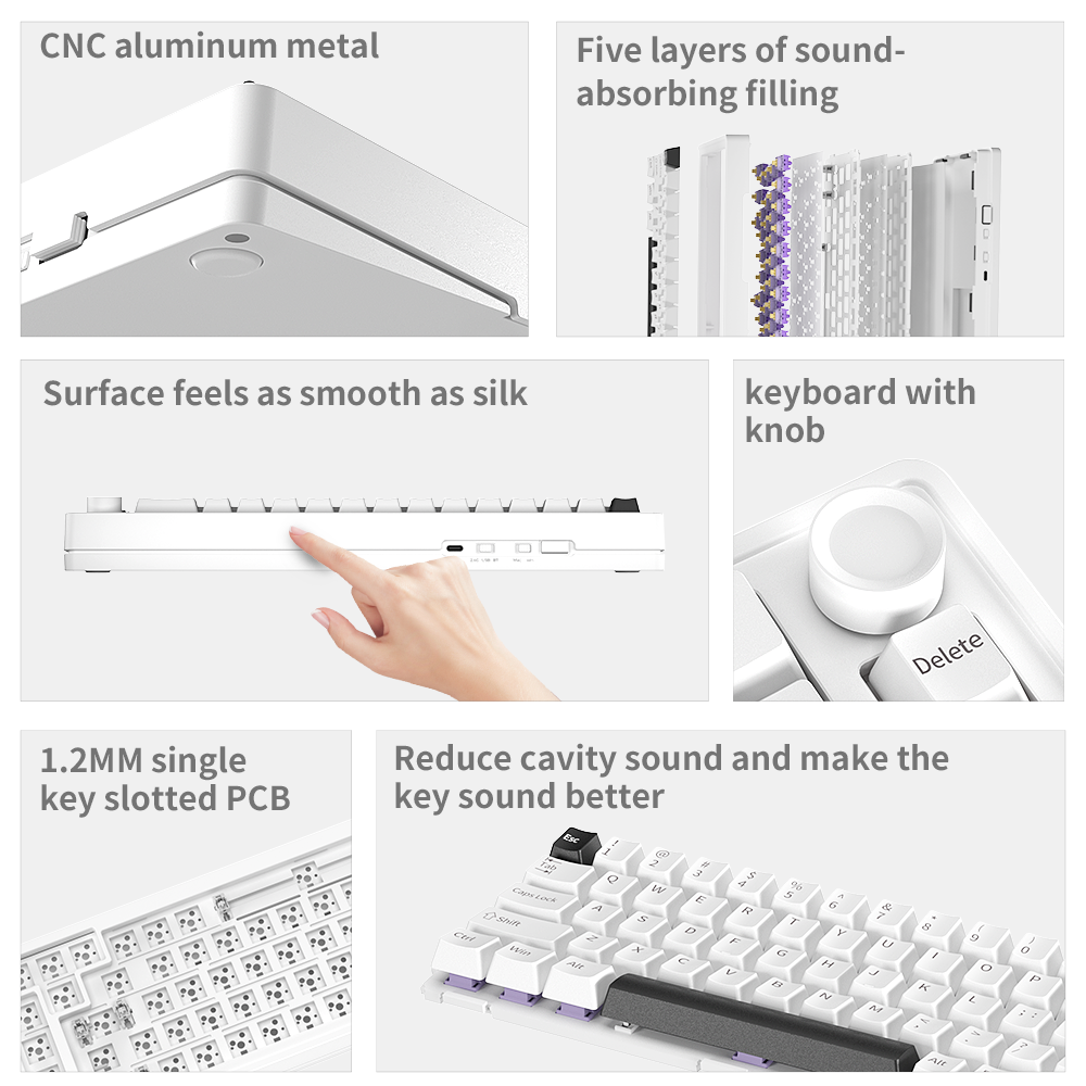 ZIFRIEND AG68 Wired Mechanical Keyboard E68 with Knob Gasket Structure ...