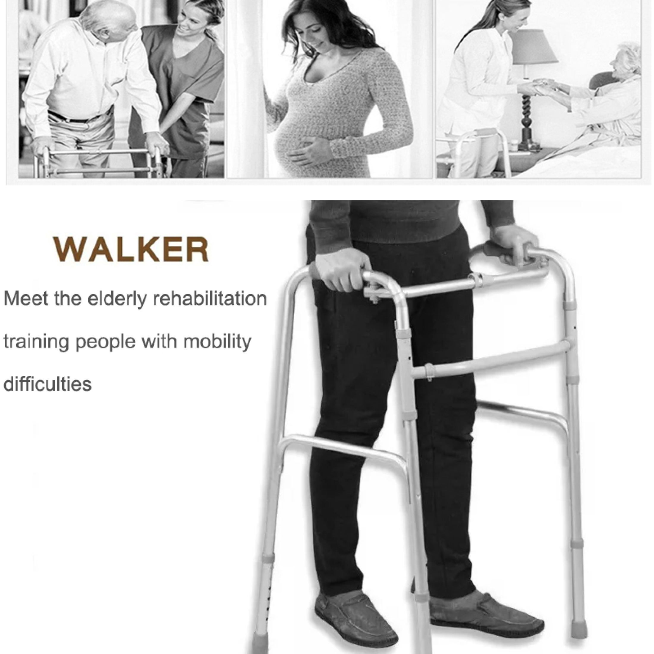 Elderly Stainless Steel Folding Torque Walker Crutches Four-corner ...