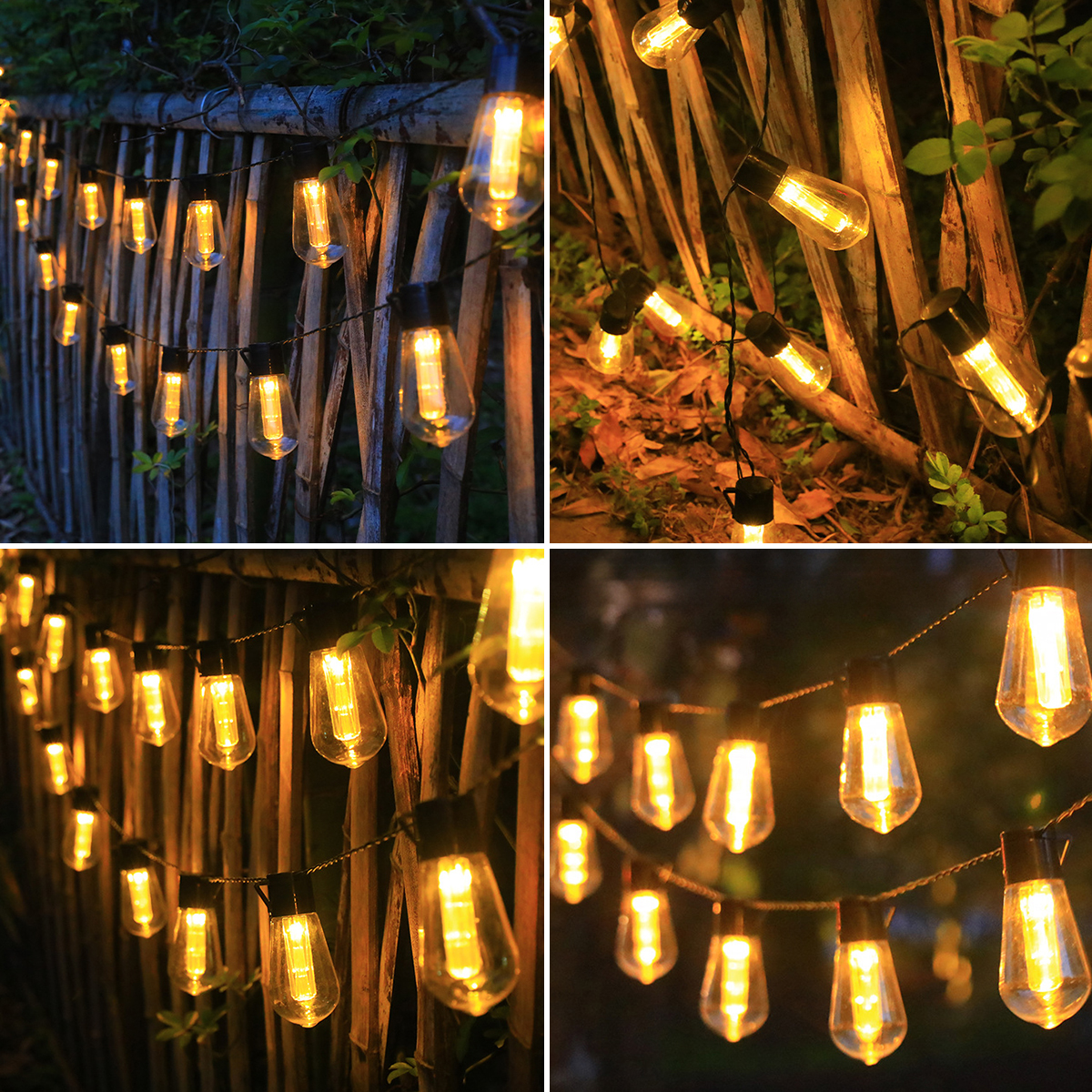 S14/G50 Solar string lights Outdoor Patio Globe Fairy String Lights ...