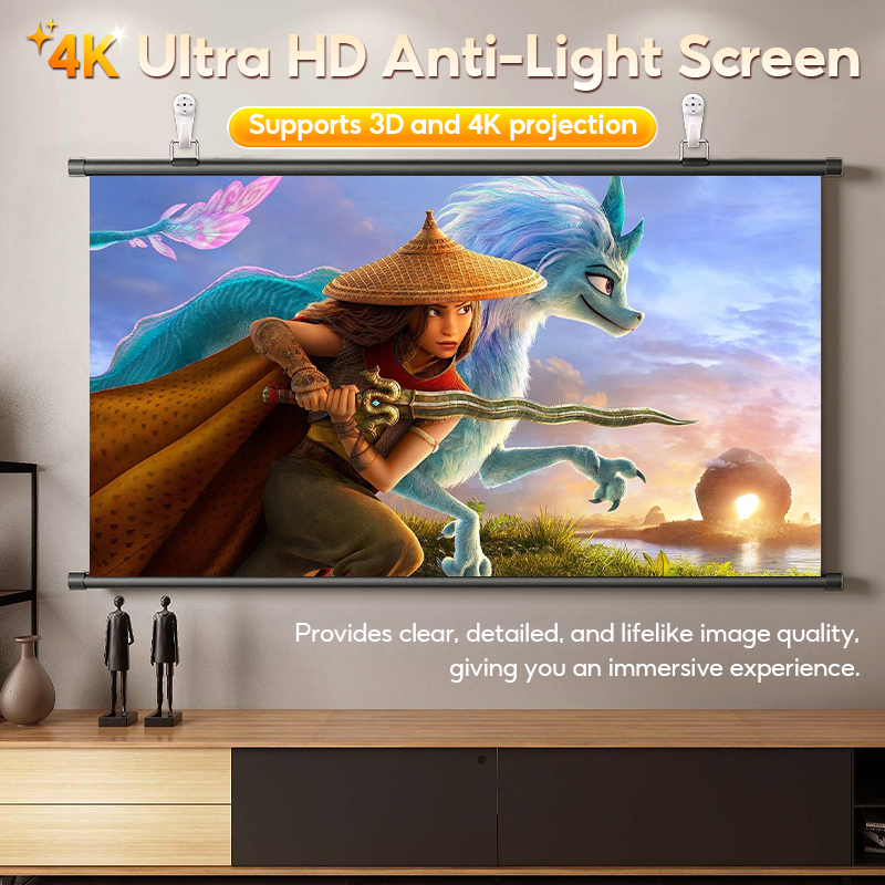 MODOFO 84/100 Inch Projector Screen HD Vivid Color Better Viewing ...