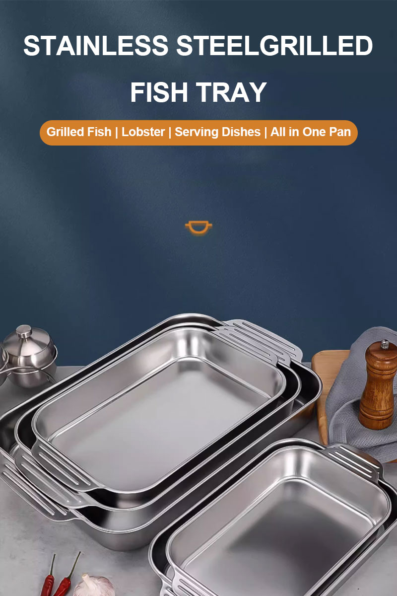 Stainless Steelgrilled Fish Tray Food Container With Lid Platter Non ...