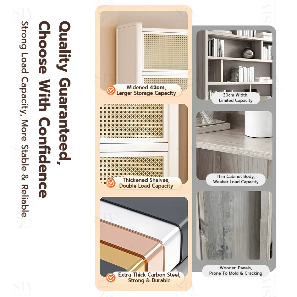 Peti Vintage Rattan Storage Cabinet & Flip-Up Door & Steel Frame ...