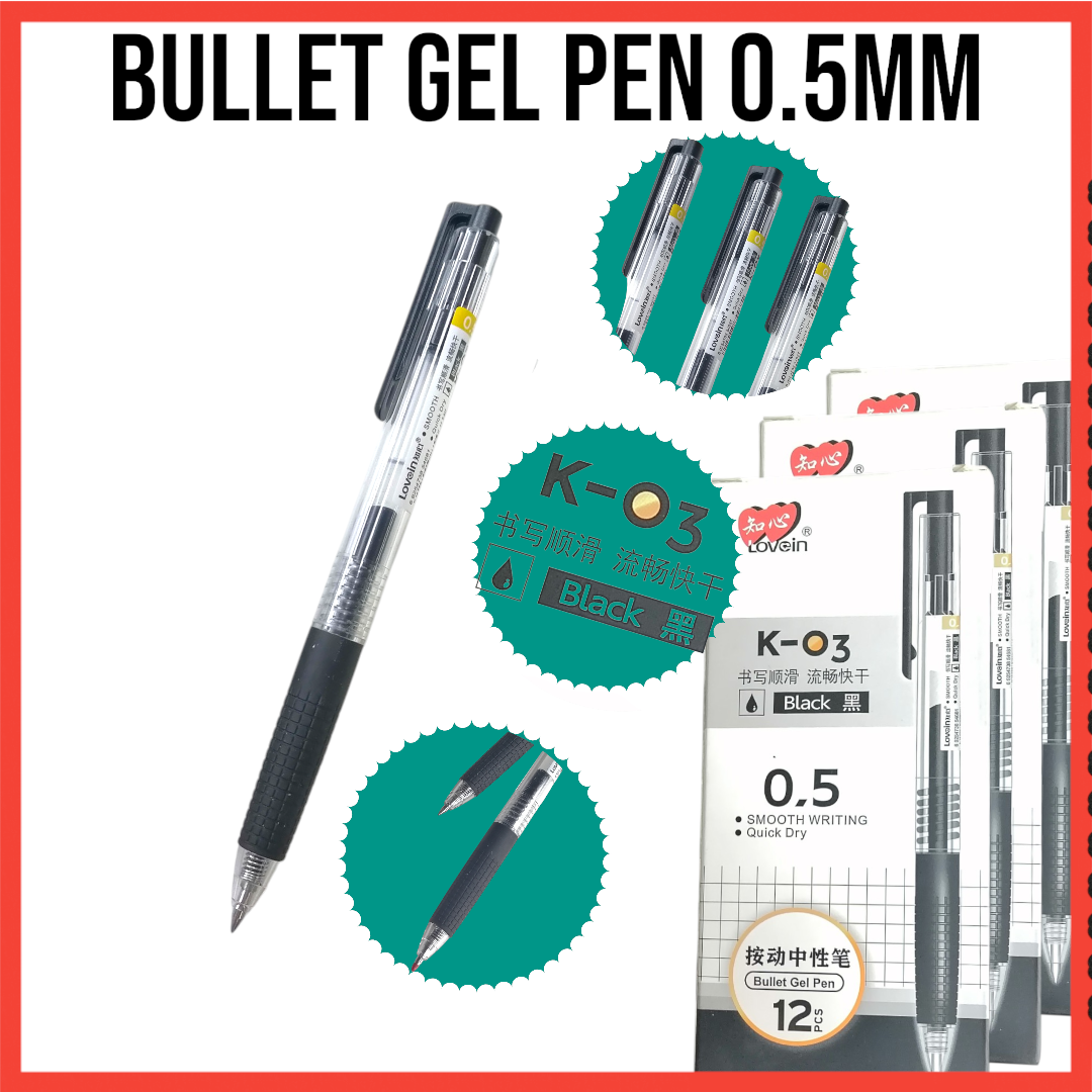 WriteRight Lovein Gel Pen Set 12Pcs 0.5mm Black Ink Smooth Precise ...