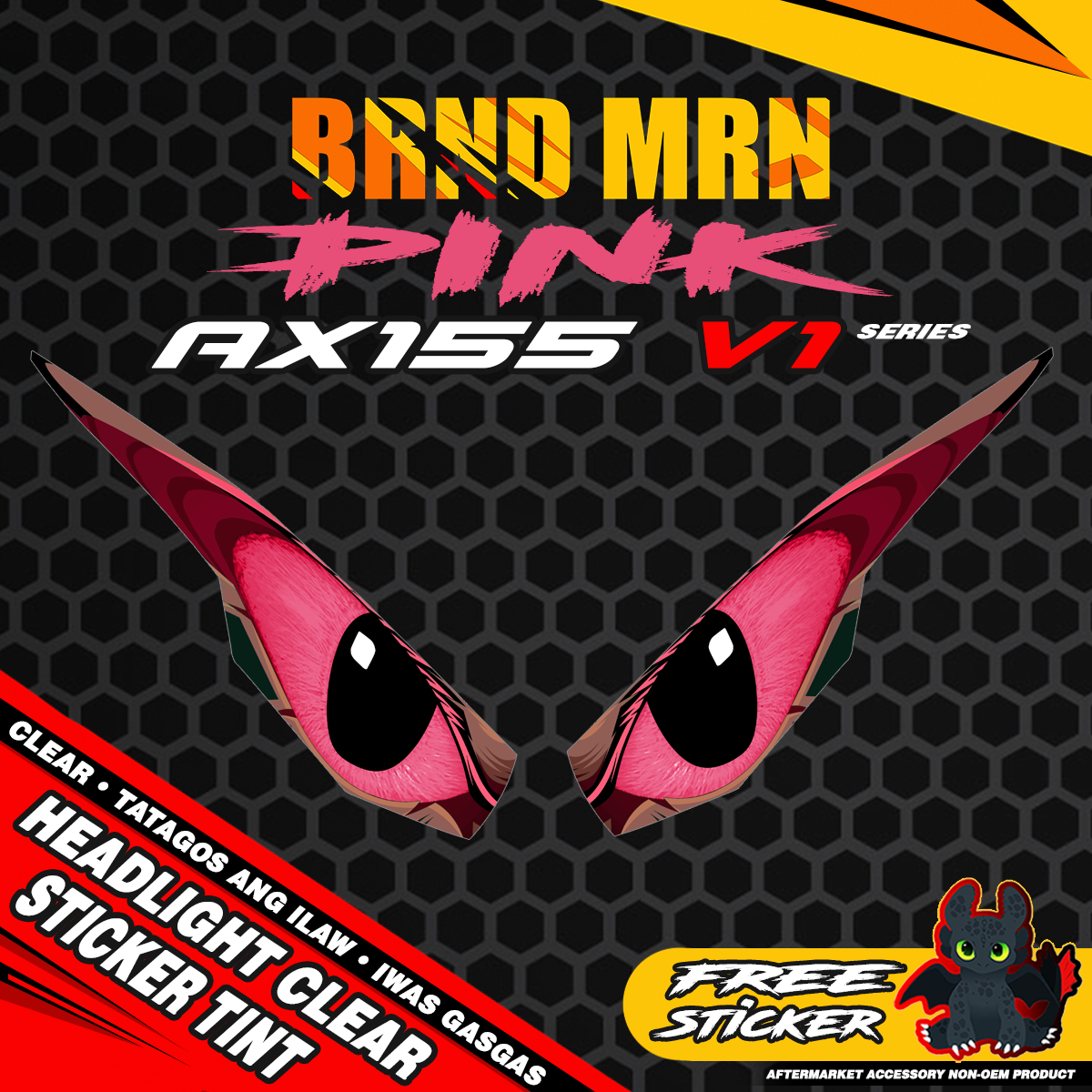YAMAHA AEROX 155 V1 Headlight Toothless Eye Sticker Tint | Shopee ...
