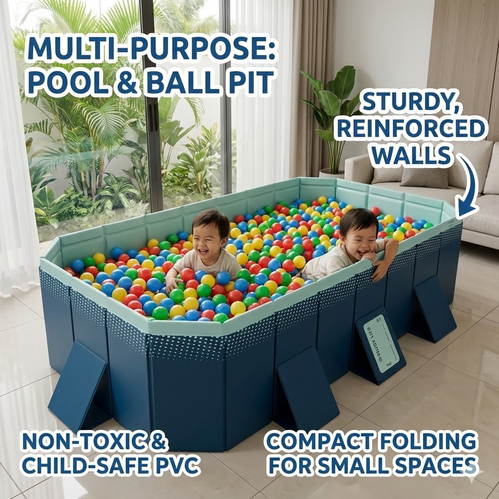 Foldable Swimming Pool For Kids&Dog&Pet No Airpump Required For Family ...