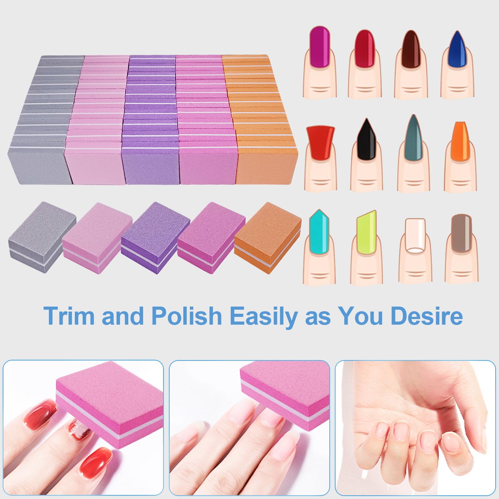 Double-Sided Mini Nail File Blocks for Smooth and Polished Nails ...