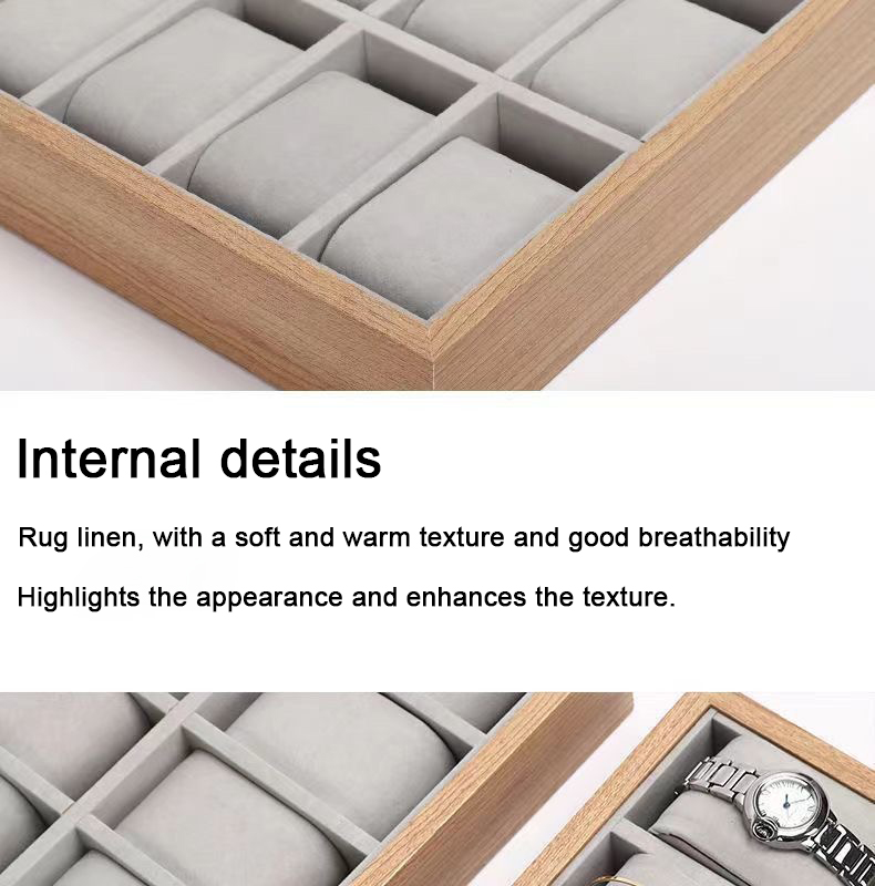 Watch Table Walnut wood pattern watch display tray with 24 compartments ...