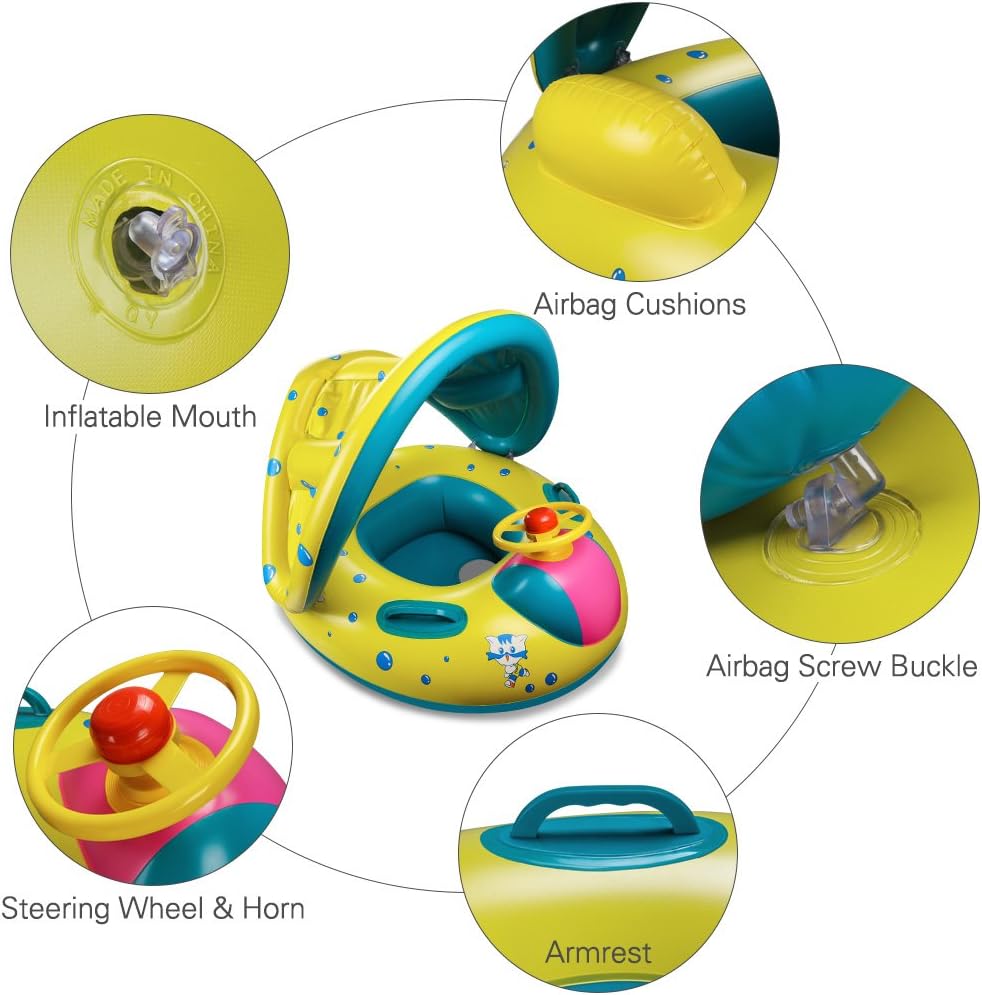 Swimming Ring Floater for Baby Inflatable Pool Boat with Canopy ...