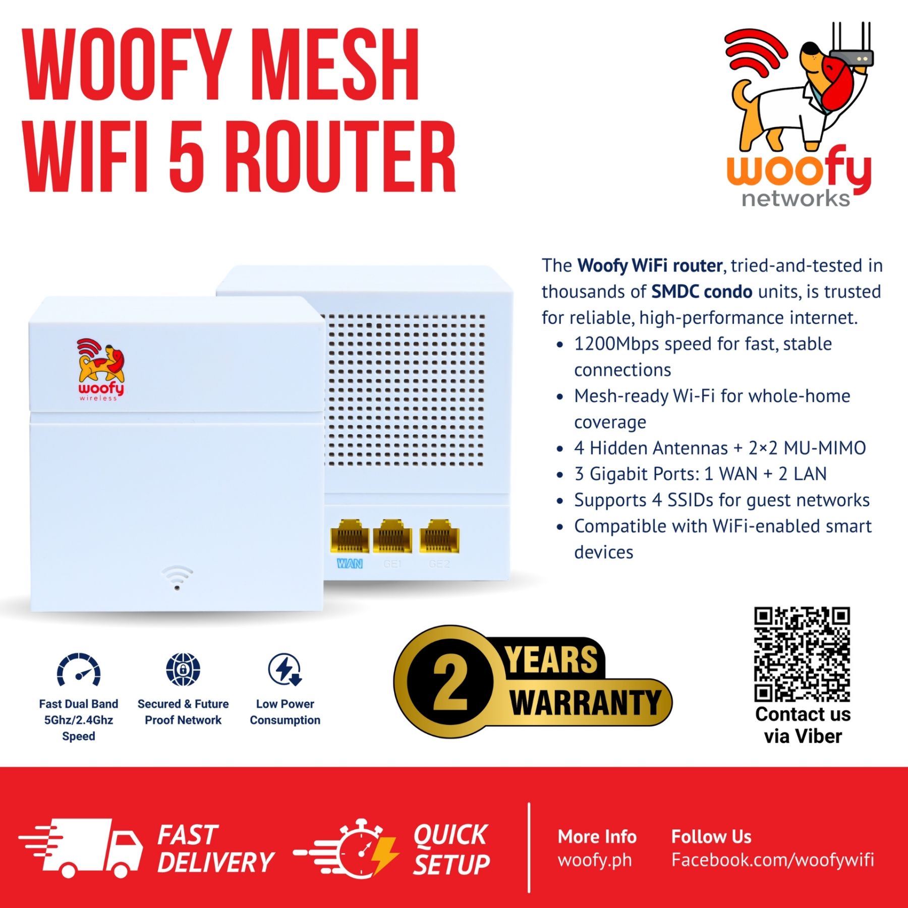 Woofy Networks | Mesh WiFi 5 Router | Dual-Band 1200Mbps | Gigabit ...