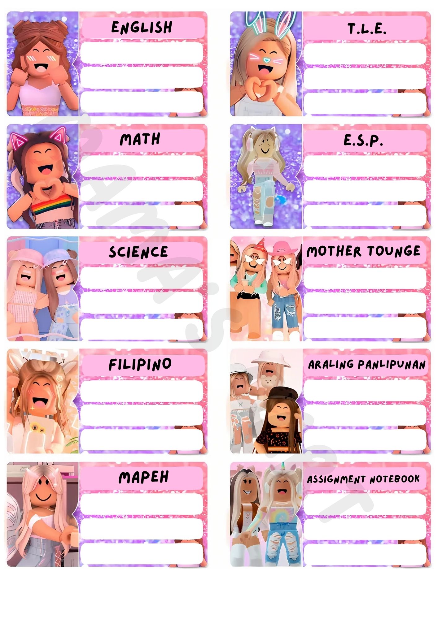 SUBJECT LABEL STICKER SET FOR NOTEBOOKS – VIVID COLOR AND GLOSSY ...