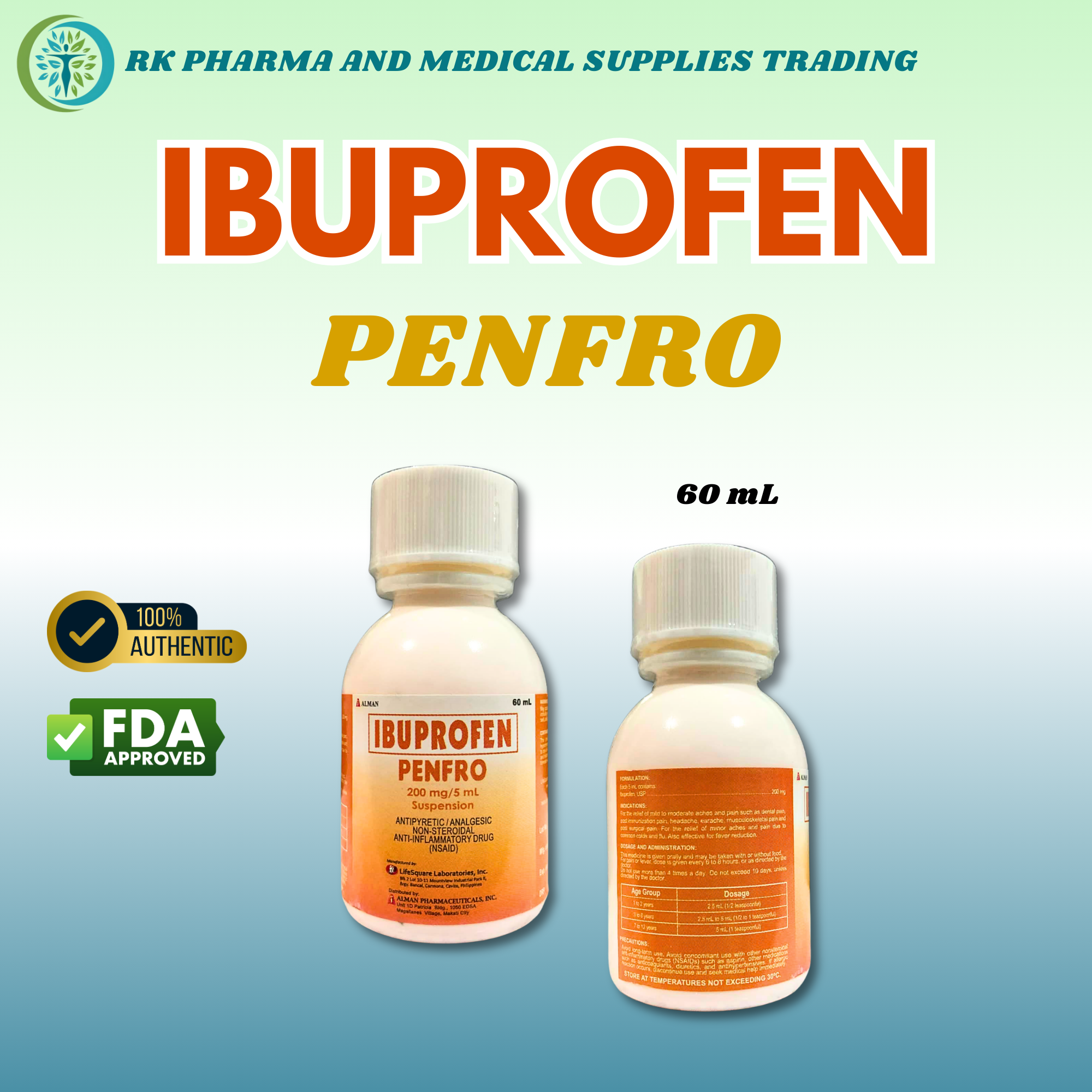 IBUPROFEN PENFRO 60mL ORAL SUSPENSION/SYRUP [FDA APPROVED] | Shopee ...