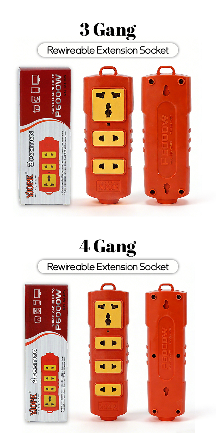 (Fast Delivery)Rewireable Extension Socket 3/4/5 Gang Rewireable Power ...