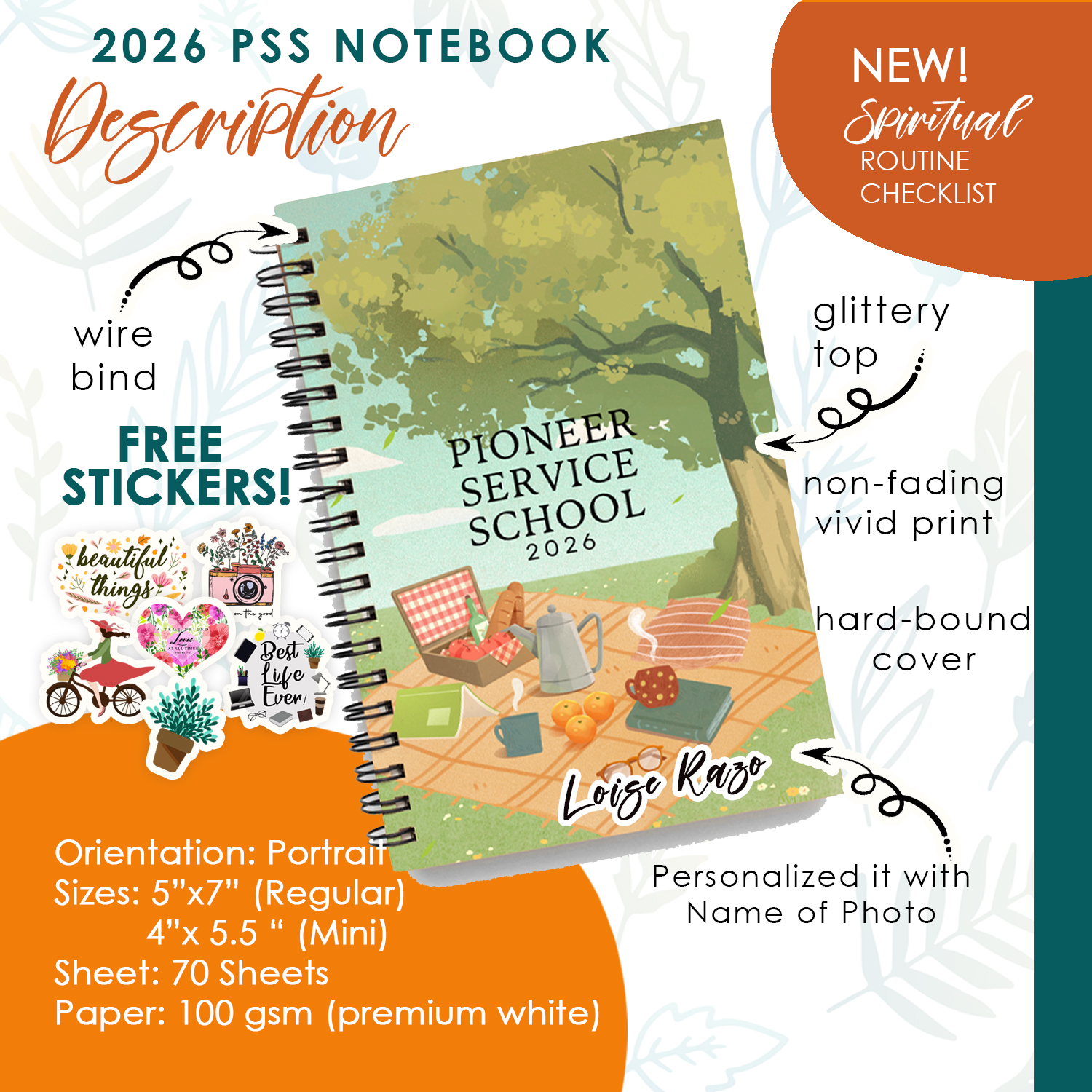 2026 PSS NOTEBOOK (WITH FREE NAME) PIONEER SERVICE SCHOOL (JW REGULAR ...