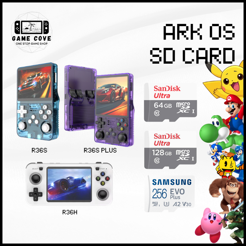 Ark OS Original Branded SD Card for R36S, R36S Plus, R36H | w/ Mario ...