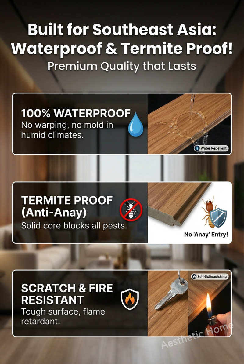 PVC Fluted Wall Panel Wood Grain 65x16CM Waterproof DIY Easy Install ...