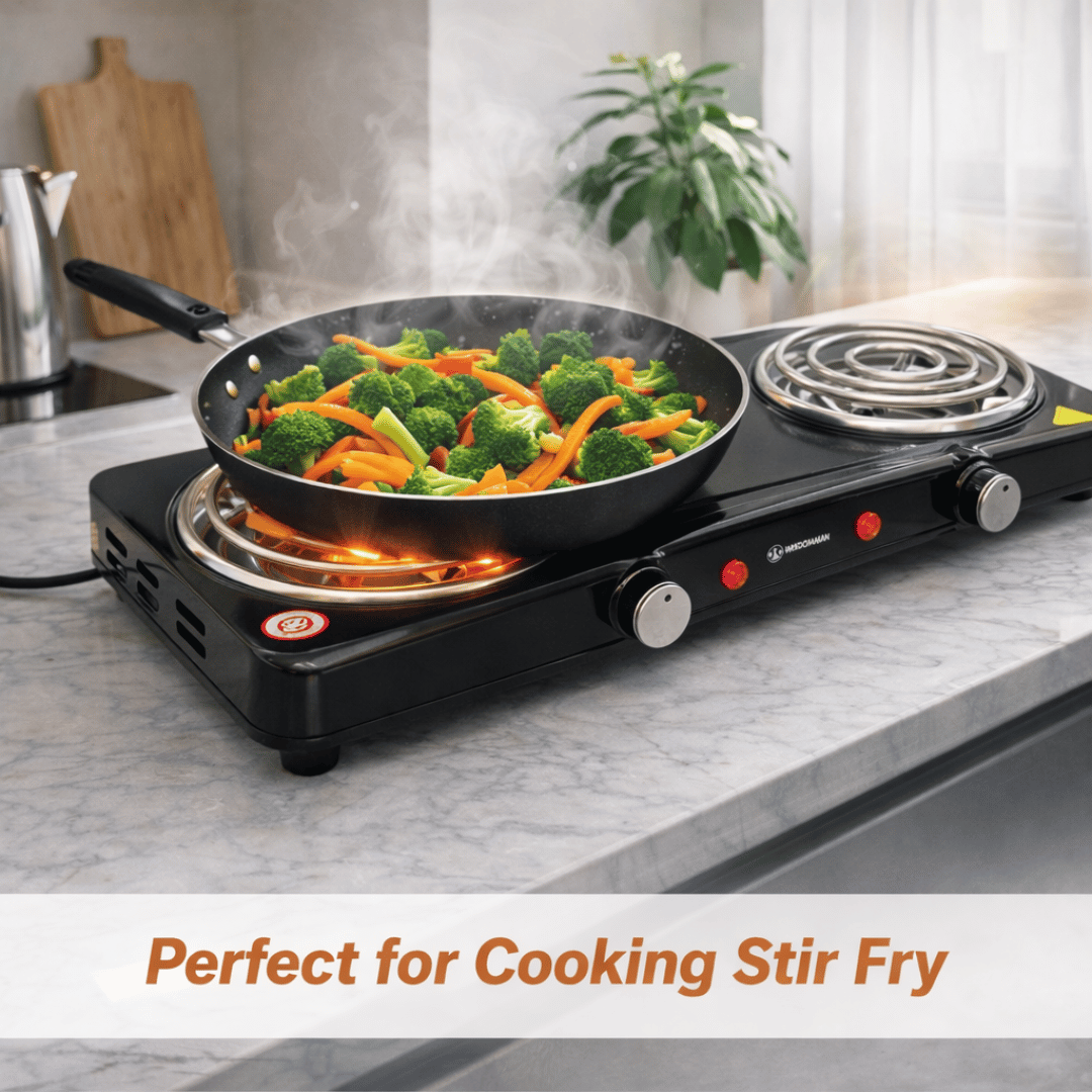WISDOMMAN 2000W Double Electric Hot Plate Portable Dual Burner Cooker ...