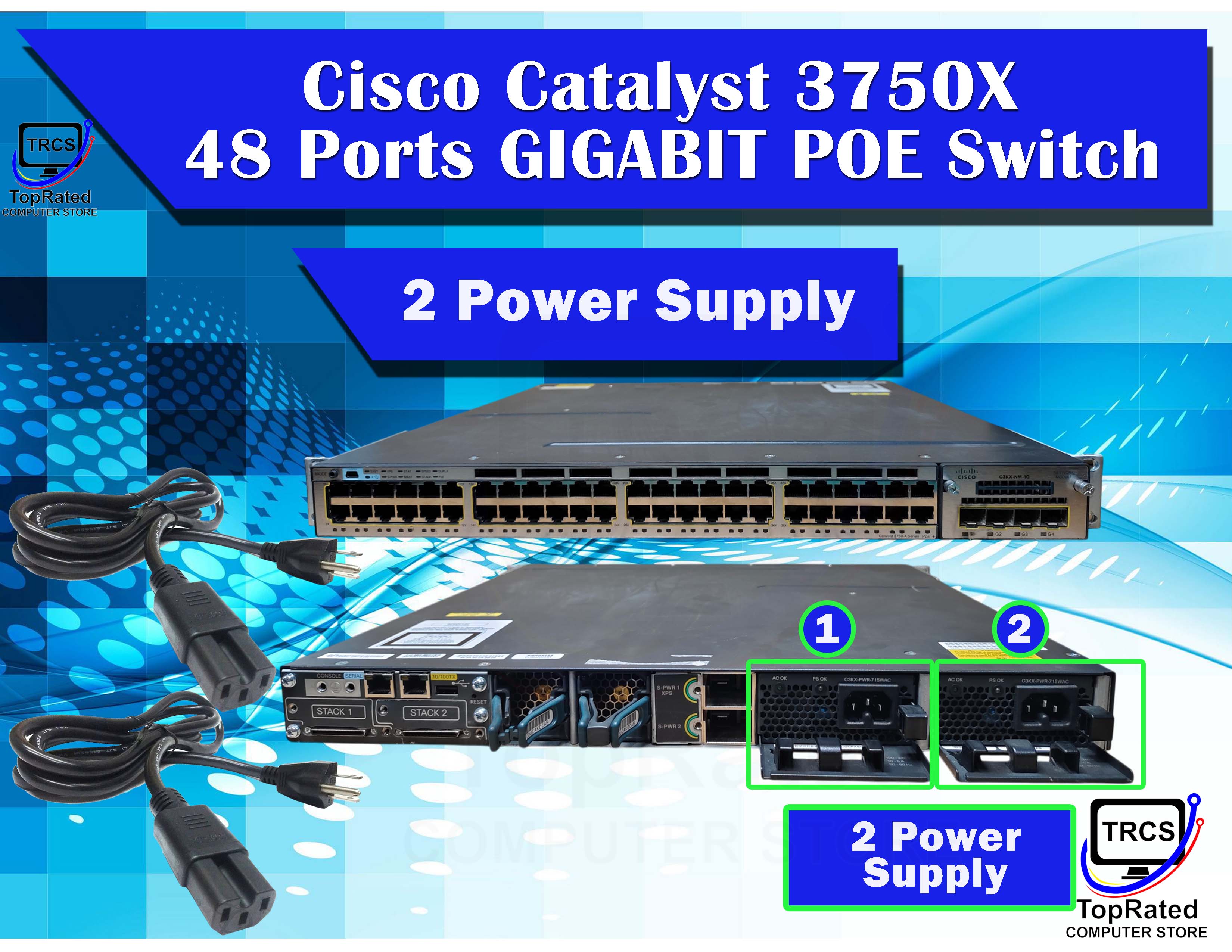 Cisco Switch Cisco Catalyst 3750X 48 Ports GIGABIT POE Switch (Used ...
