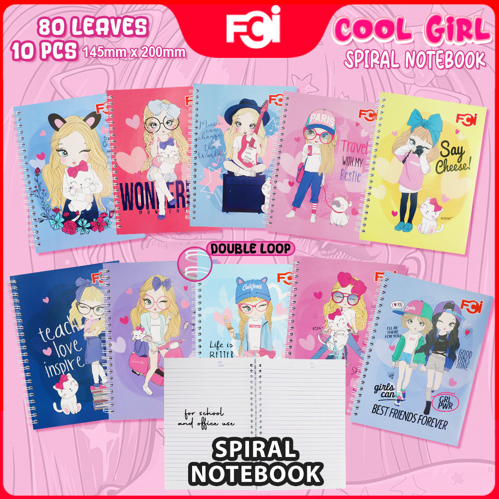 FCI WITH SPRING Spiral Notebook New Different Design For Student Use 80 ...