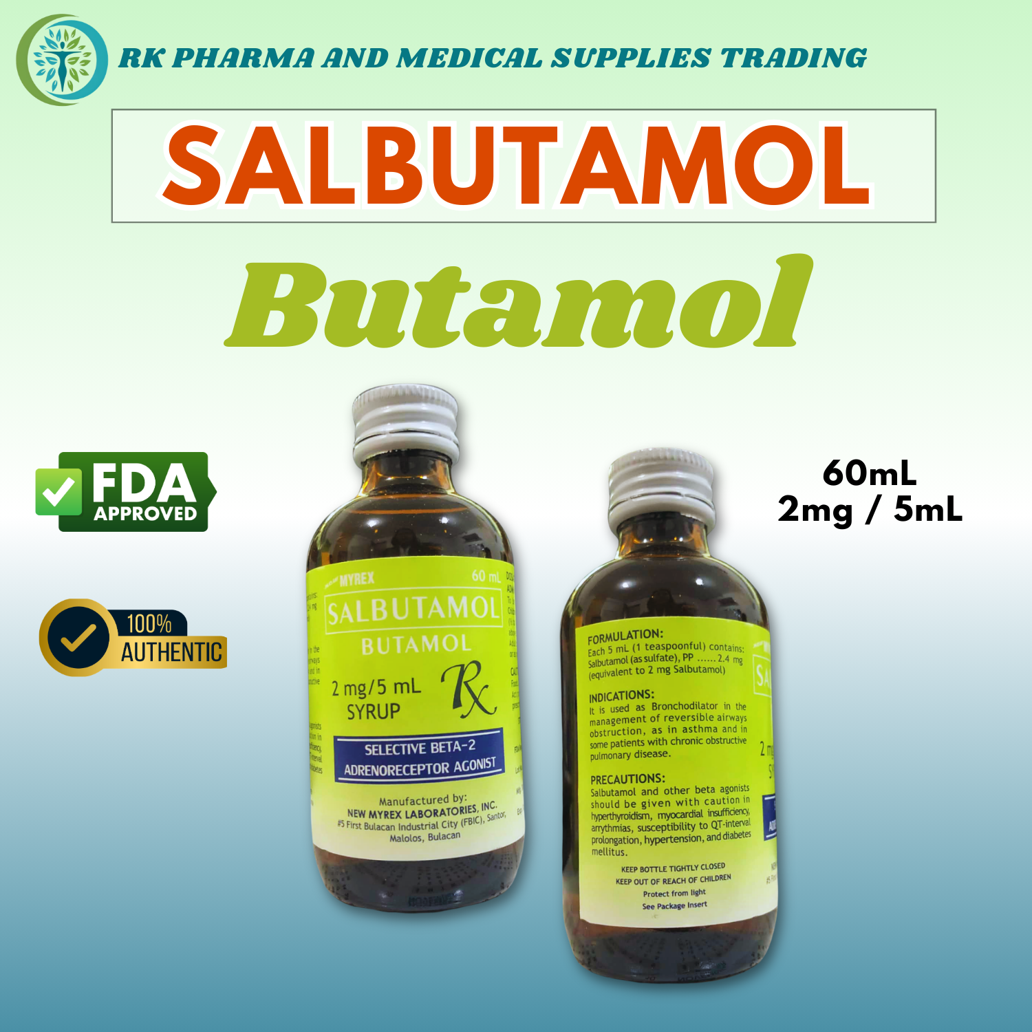 SALBUTAMOL BUTAMOL SYRUP 60mL [FDA APPROVED] | Shopee Philippines