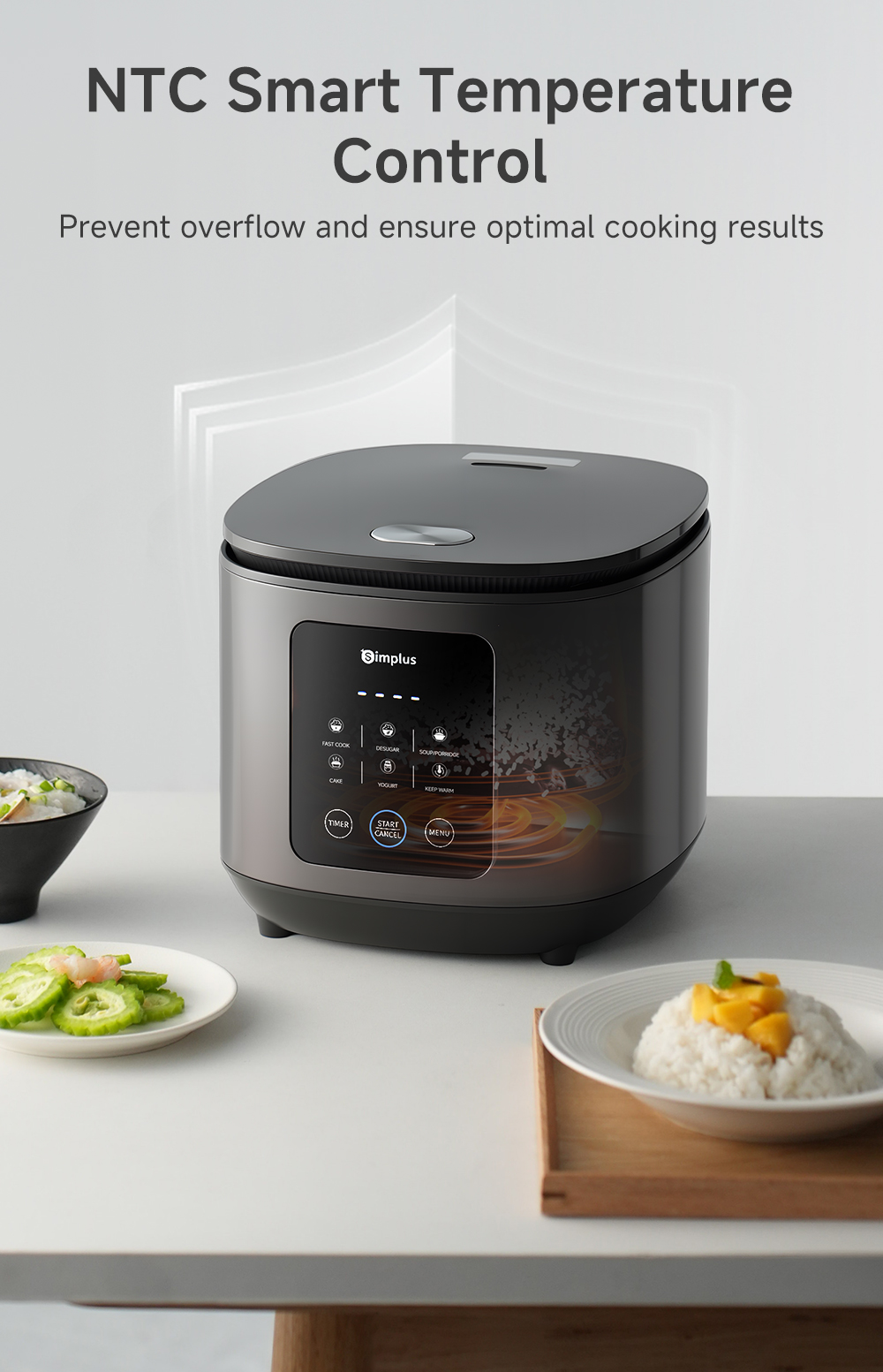 Simplus 4L Low Sugar Rice Cooker - 6 Programs & 24H Timer, PFOA/PFOS ...