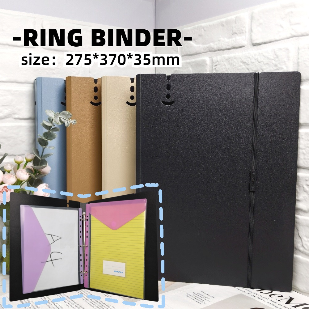 A4/Long Ring Binder With Strap 3Ring Arch File Binder Loose Leaf File ...