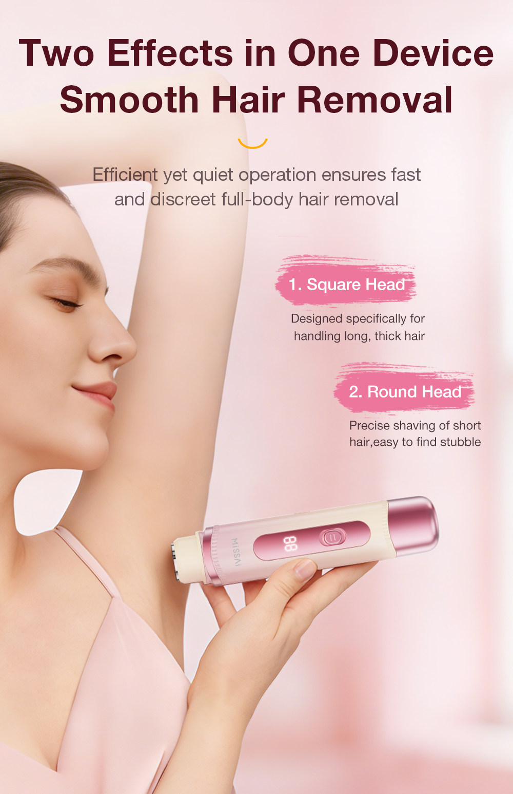 MISSAI 2-in-1 Electric Shaver for Women Painless Hair Remover Portable ...