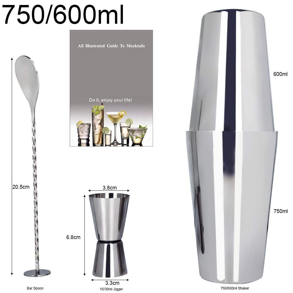 [Ship Local] 3-4 Pcs 750/600ml 750ml Cocktail Shaker, Bartender Kit ...