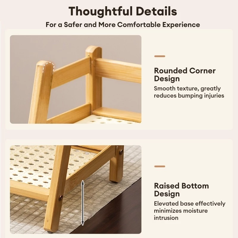 Desktop Rattan Double-Layer Storage Rack Bedroom Storage Rack Desk ...