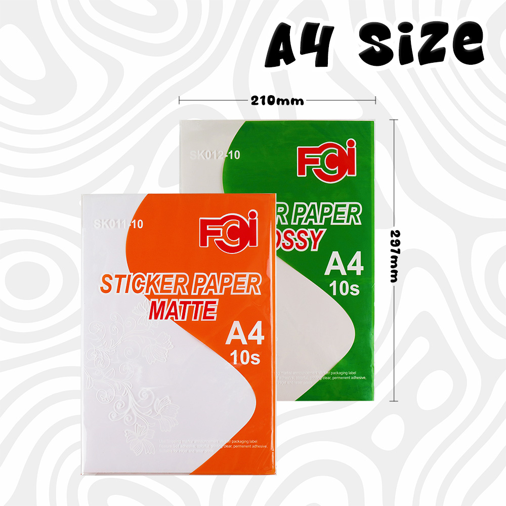 FCI Paper Sticker inkjet Printable Glossy & Matte A4Size Paper 10pcs