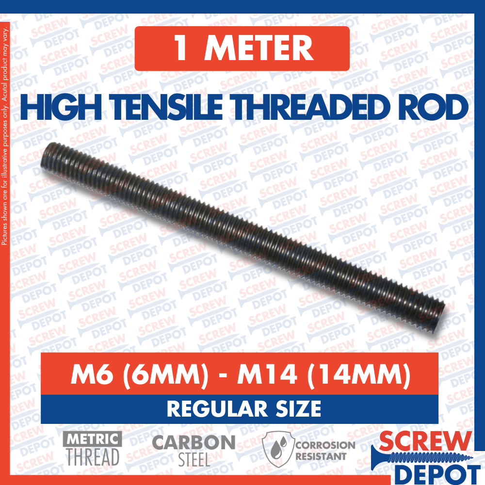1PC High Tensile Threaded Rod 6MM - 14MM x 1 MM / Regular Size High ...