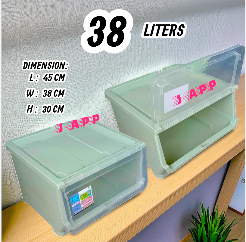 NIKKO FLIP TYPE BOX STACKABLE STORAGE BOX / FOOD CLOTHES THINGS STORAGE ...