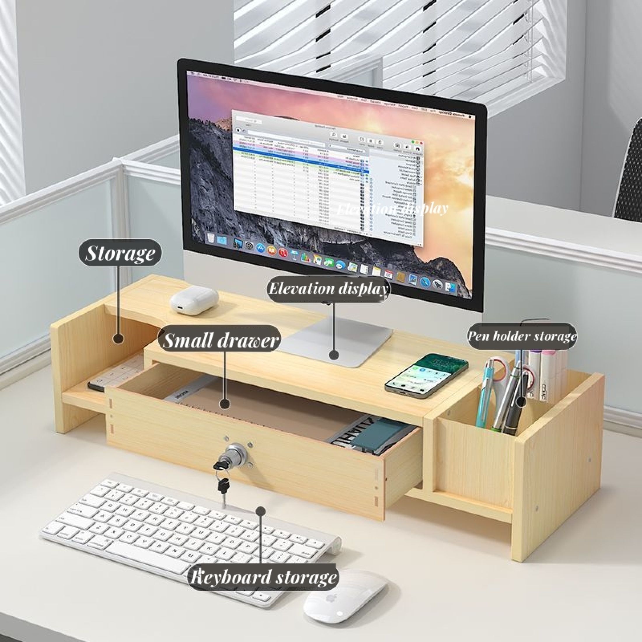 Computer Elevated Stand Monitor Screen Support Frame Elevated Base ...