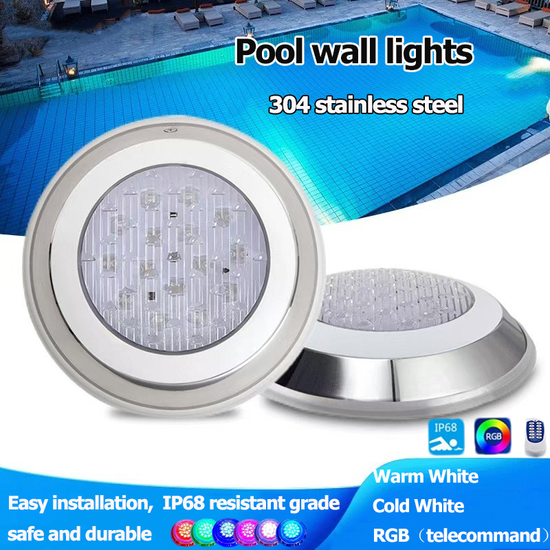 Stainless steel swimming pool lights 9/12/18W AC12V RGB Underwater IP68 ...