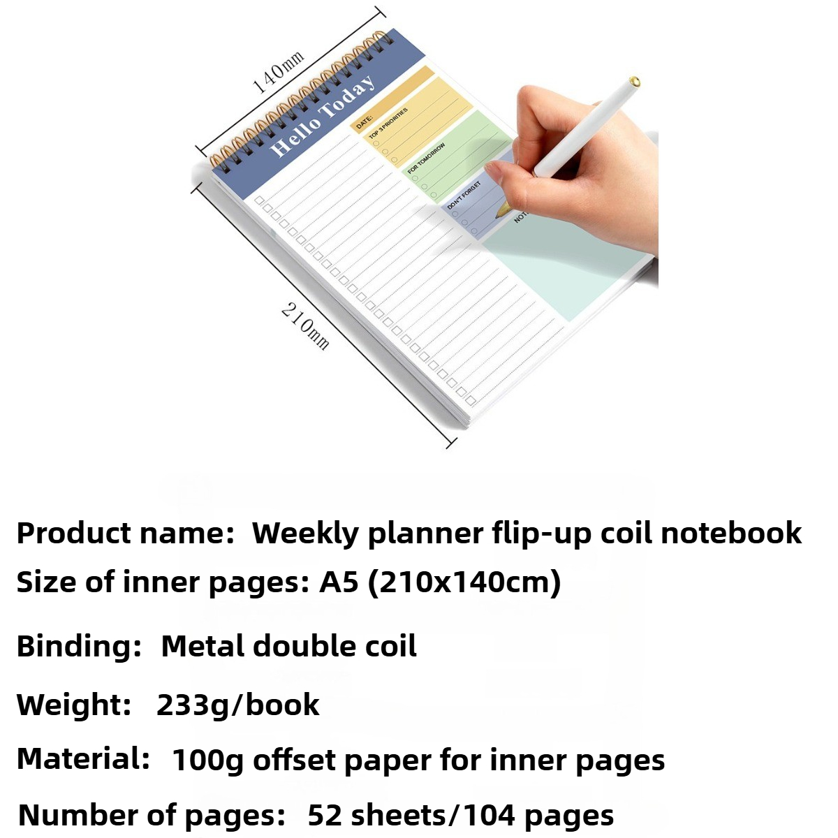 A5 Weekly Planner Notebook Flip-Up Notepad Life Record Notebook Work ...