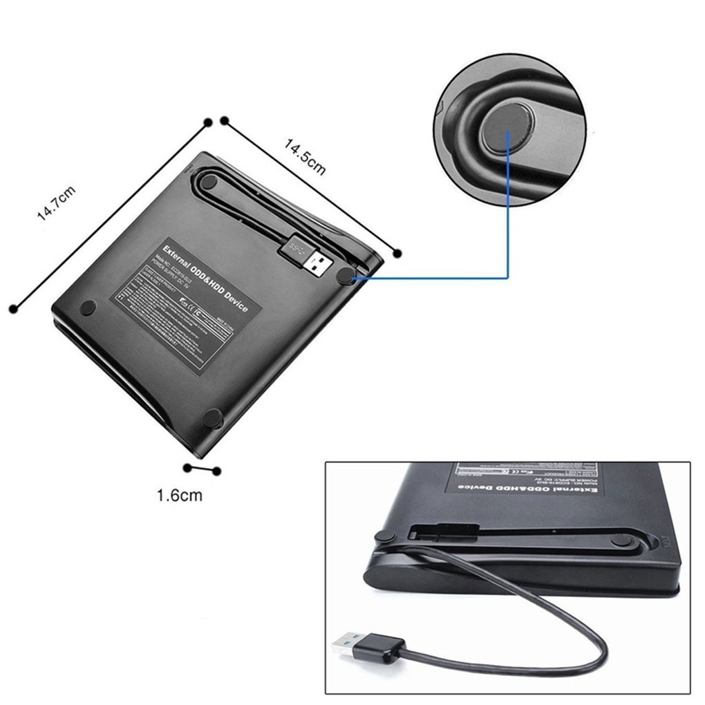 Portable External DVD Drive, USB 3.0 Type-C CD DVD Burner, Plug and ...