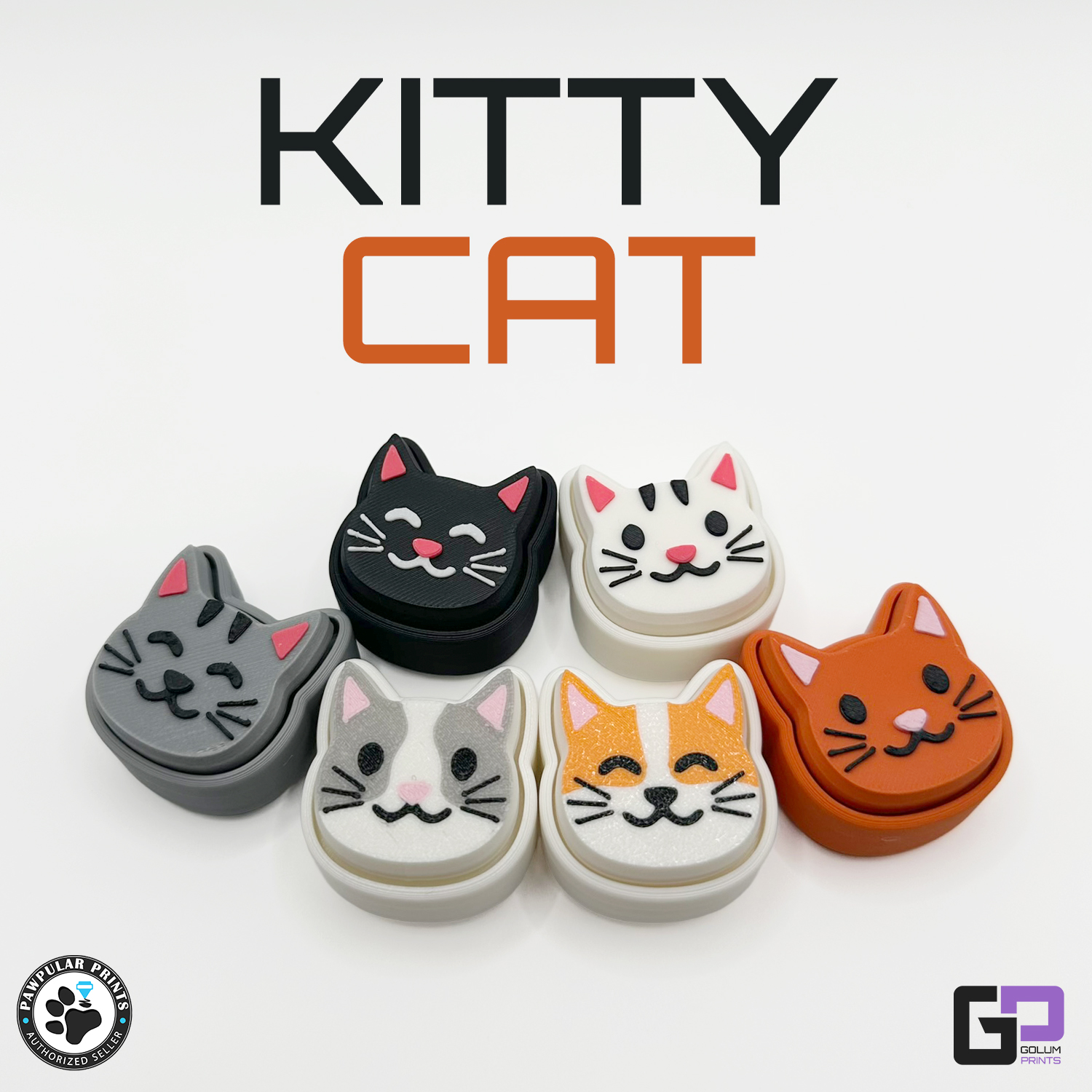 GOLUM PRINTS Kitty-Cat Fidget Clicker Toy with Keychain for Stress ...