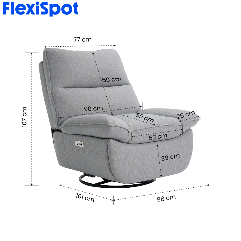 FlexiSpot Lotus XR6 Swivel and Rocking Recliner with Sturdy Metal Base ...