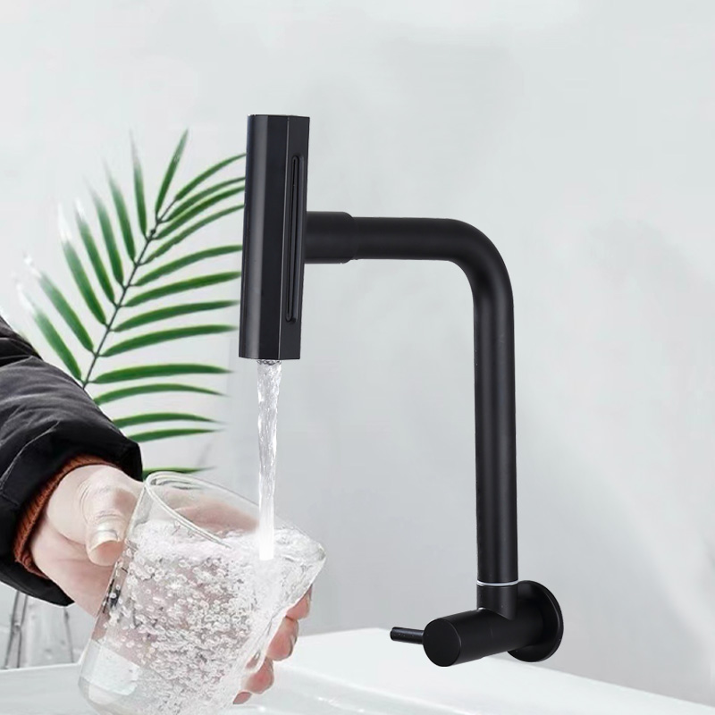 304 stainless steel wall mounted single cold water faucet can rotate ...